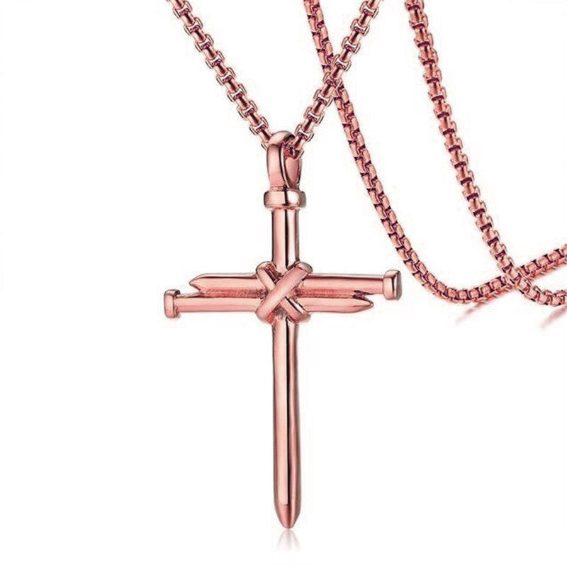 Nail Cross Pendant Necklace