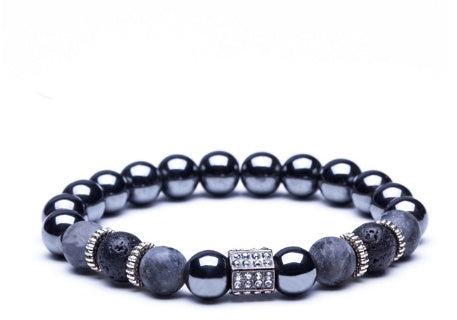Matte black plus copper bead bracelet copper