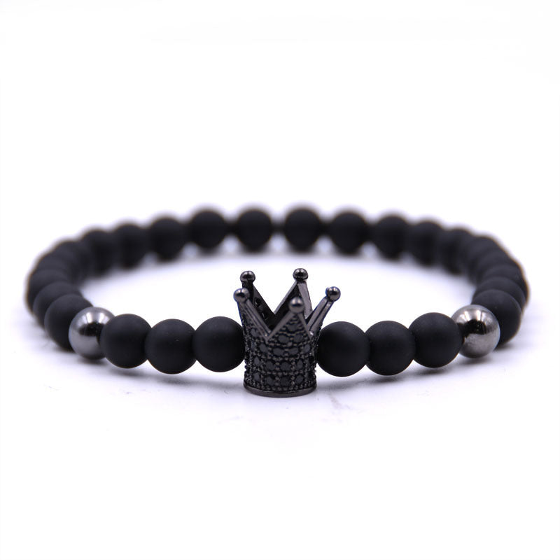 Matte black plus copper bead bracelet copper