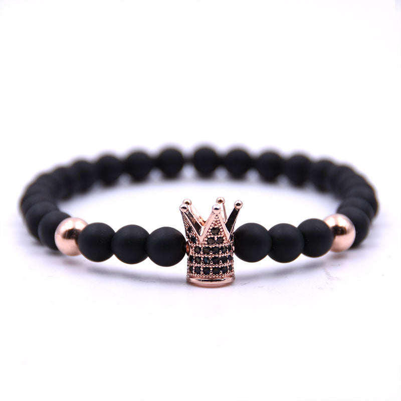 Matte black plus copper bead bracelet copper