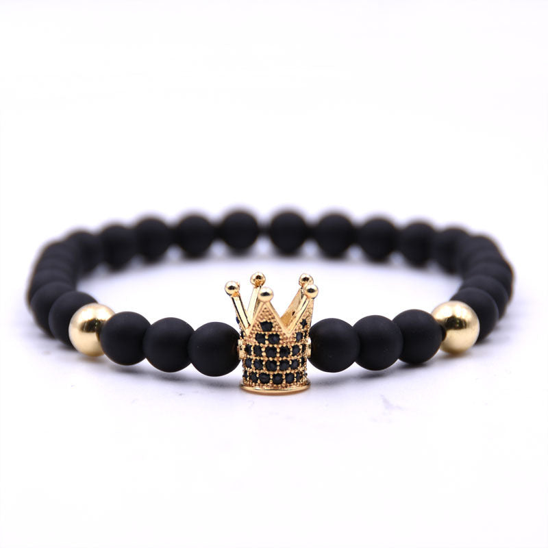 Matte black plus copper bead bracelet copper