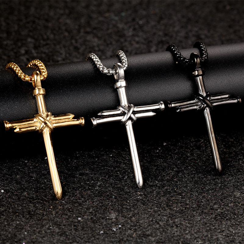 Nail Cross Pendant Necklace