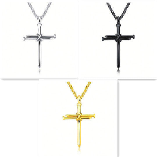 Nail Cross Pendant Necklace