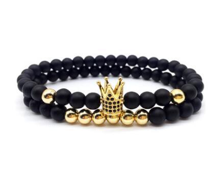 Matte black plus copper bead bracelet copper