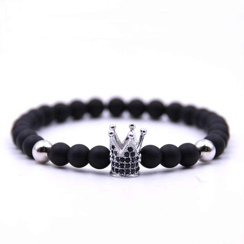 Matte black plus copper bead bracelet copper
