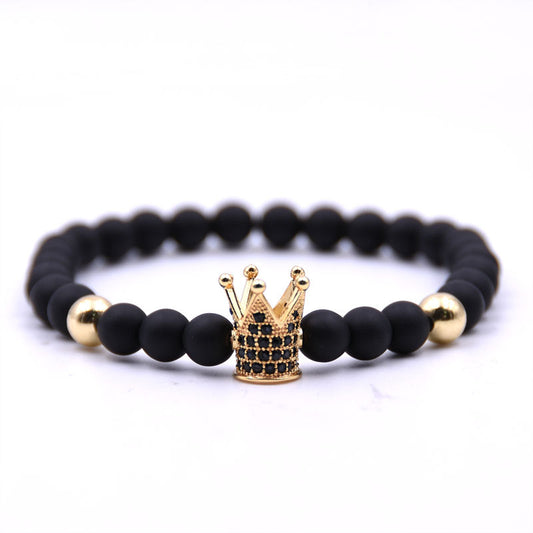 Matte black plus copper bead bracelet copper