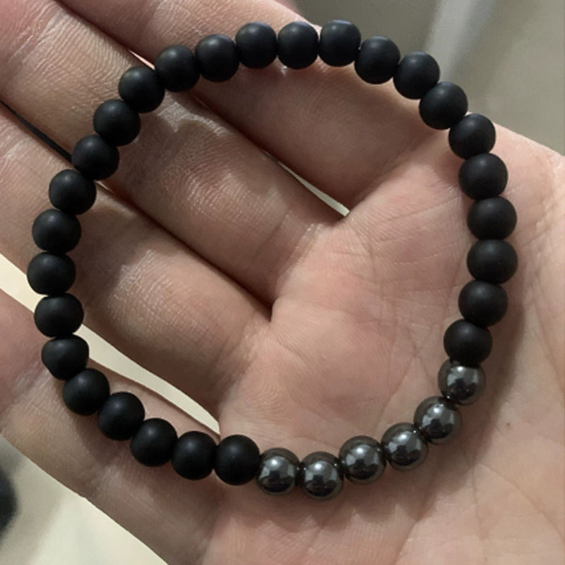 Matte black plus copper bead bracelet copper