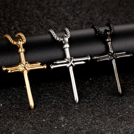 Nail Cross Pendant Necklace